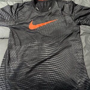 Nike Black and Orange Short Sleeve Tee